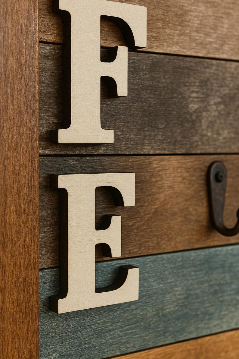 Rustic Coffee Mug Holder: Farmhouse Coffee Bar Decor, Wooden Wall Rack , Housewarming Gift image 4