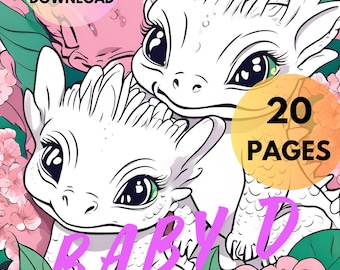 Baby Dragon Coloring Book: 20 Fantasy Pages (Printable PDF)