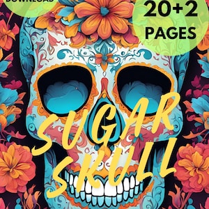 22 Human Skull Coloring Pages - Adults And Kids Coloring Book, Digital Coloring Sheets, Grayscale coloring, Instant Download, Printable PDF
