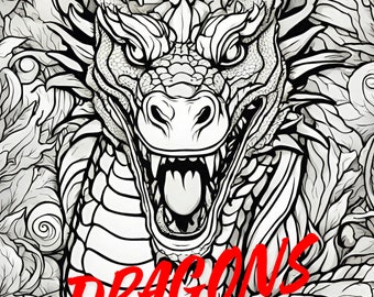 Dragons Coloring Book: 34 Printable Grayscale Pages (PDF)