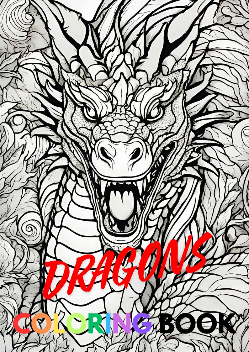 Printable Dragon Coloring Book for Adults and Kids 34 Pages With and ...