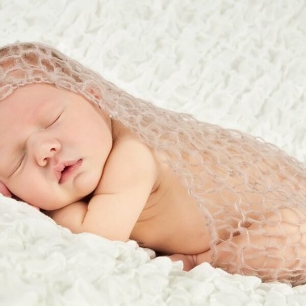 Lace Baby Wrap- Newborn Photography Prop-Taupe, Ready To Ship