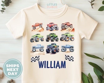Retro Monster Trucks Kids Shirt: Personalized Rally Tee