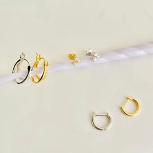 CIRCLES, Cubic Zirconia Huggie Hoops, 3Pc Set for One Ear, Women Hoop Earrings, 18K Gold Plated, Cartilage Piercing, Gifts for her, Gifts