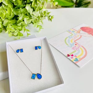 Aerial Opal Set, Pendant and Earrings, Opal Jewelery set, 925 Silver