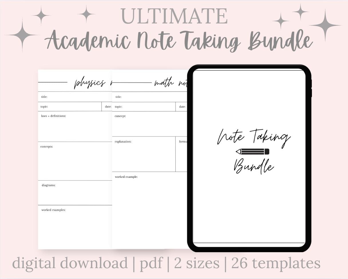 Printable + Downloadable Student Note-taking Planner Bundle: Cornell ...
