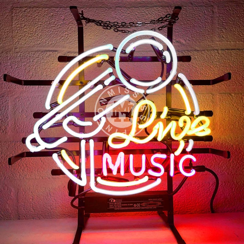Rock Jazz Blues Open with Microphone Neon Sign Light