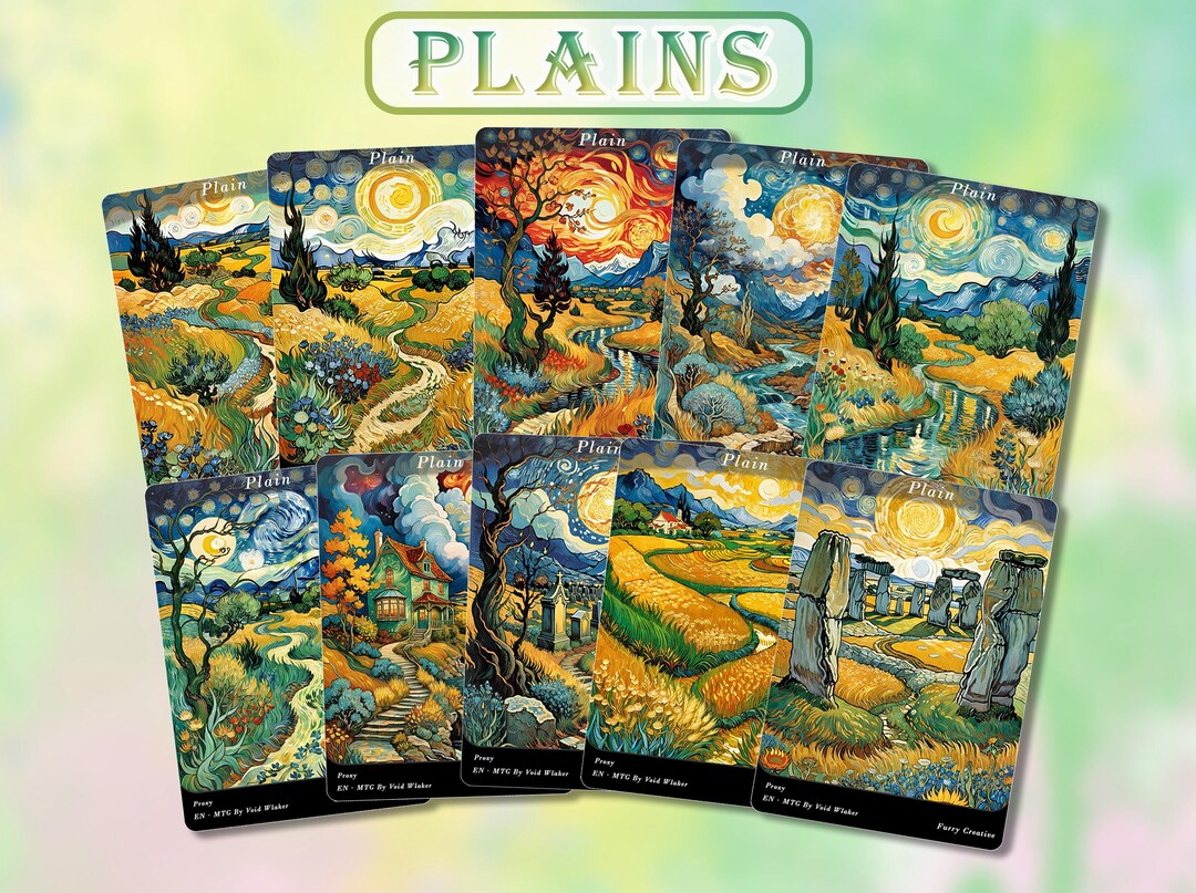 10 Art Style Plain Basic Lands Proxy Commander Deck, MTG Proxy Cards ...