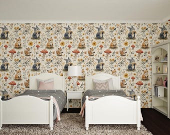 Woodland Animal Wallpaper: Kids Nursery Forest Decor, Peel and Stick
