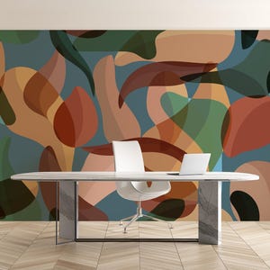 Papier peint mural abstrait : style moderne Mid-Century, autocollant