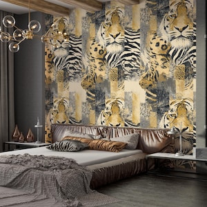 Tiger Jungle Wallpaper: Bold Animal Print Peel and Stick Mural