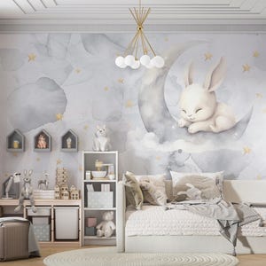 Schlafendes Häschen Kinderzimmer Wandbild - Schälen und Aufkleben