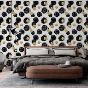 Luxury Abstract Black & Gold Wallpaper – Modern Geometric Design Room Peel and Stick Wallpaper, Non Woven Wallpaper