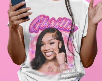 Glorilla Shirt, Glorilla Merch, Yeah Glo, Y2K Airbrush Tee, Female Rappers Shirt, Vintage Rap Bootleg Shirt