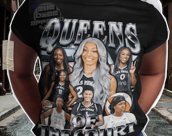 Camiseta de Las Vegas Aces de la WNBA: Camiseta de la WNBA para aficionados al baloncesto femenino, Reinas de la Cancha, Playoffs de la WNBA