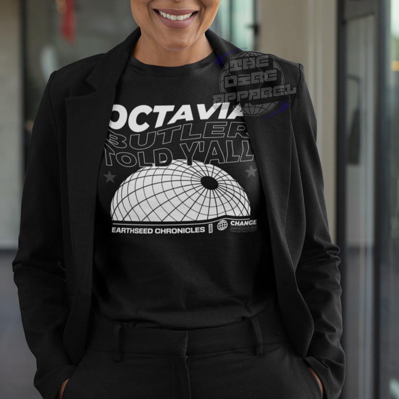 a streetwear inspired graphic tee shirt that reads Octavia Butler Told Y'all