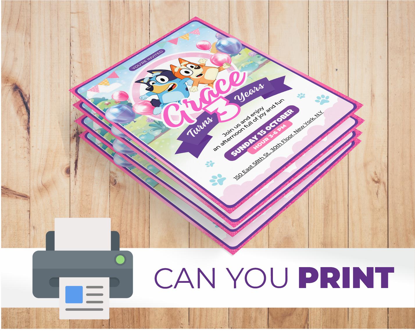 Bluey Invite for Girl (Editable)