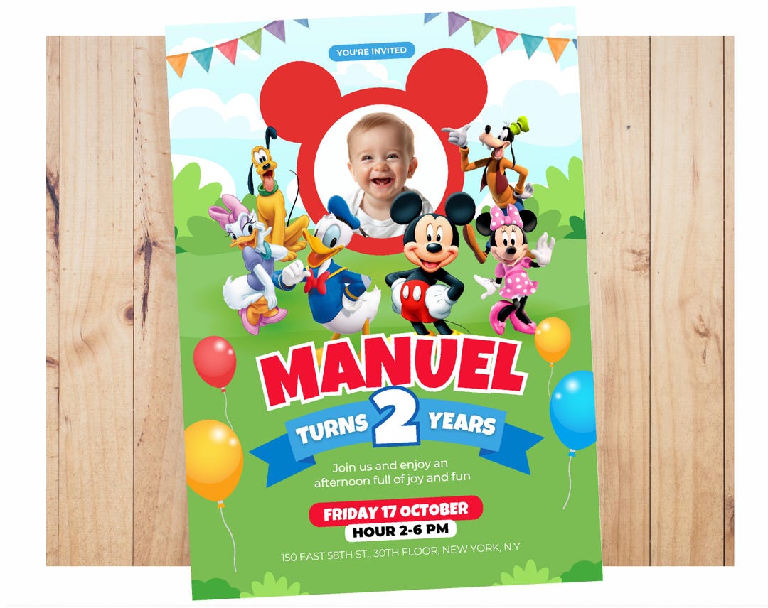 Mickey Mouse Invitation, Mickey Mouse Birthday Invitation, Mickey Mouse ...