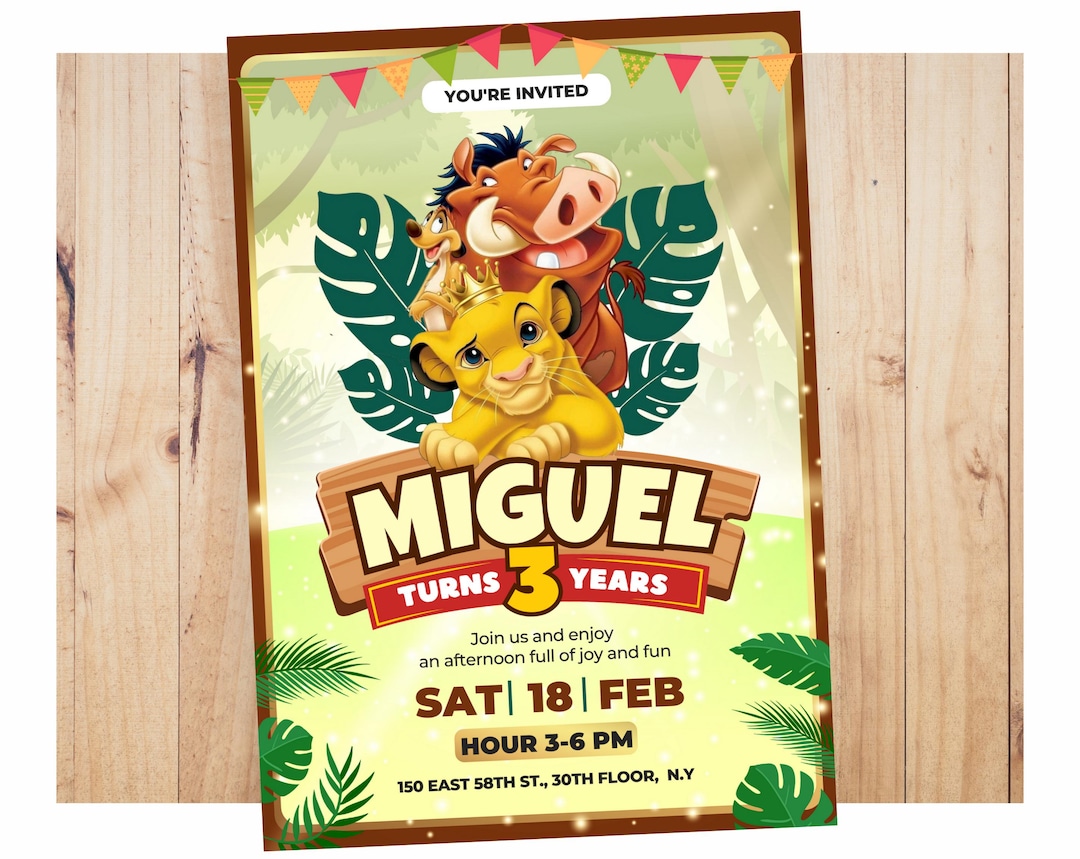 Lion King Birthday Invitation, Lion King Party, Children's Party