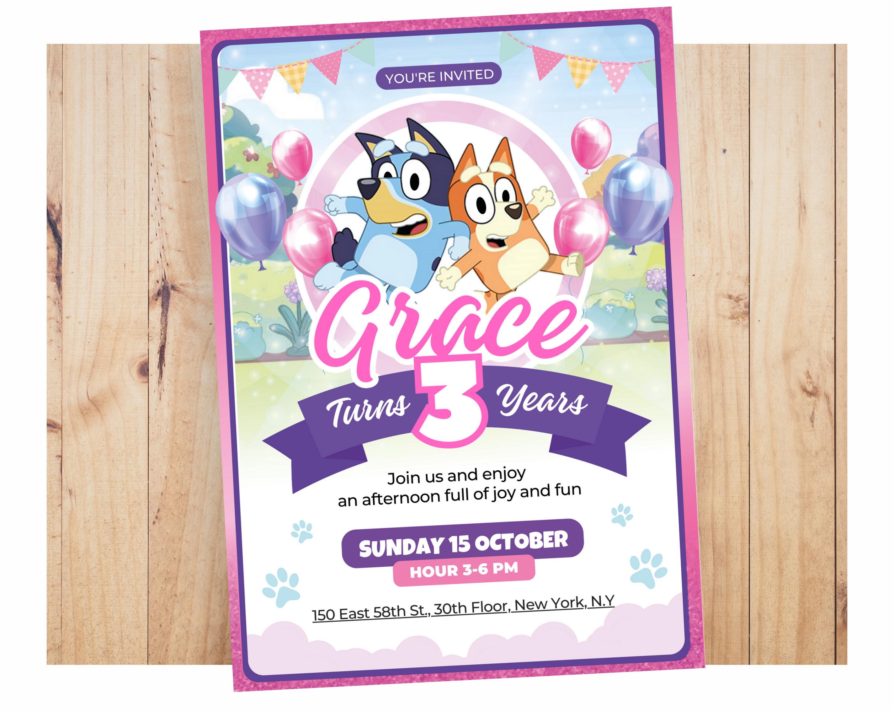 Bluey Invite for Girl (Editable)