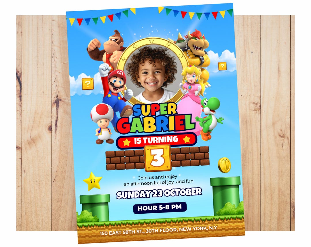 Editable Mario Bros Invitation, Super Mario Birthday Invitation, Printable Birthday Party ...
