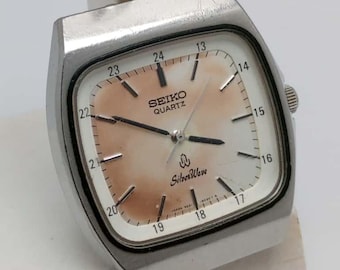 Seiko Quartz Silver Wave Railway Time 8221-5020 Vintage Men's Watch For Parts NSR115GLK2