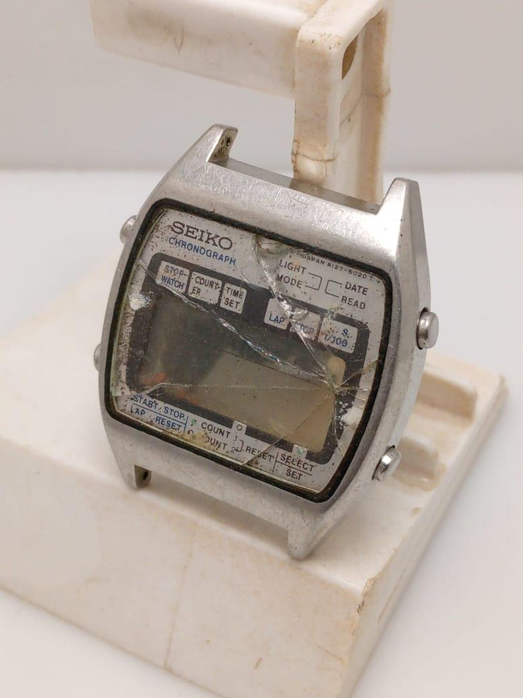 Seiko Quartz A127-5020 Chronograph Digital Vintage Men's Watch for