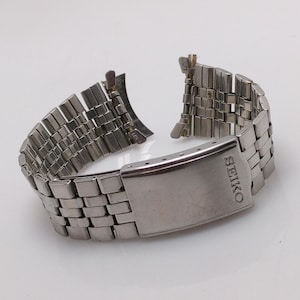 20 mm Seiko C 077 Stainless Steel Curved End Links Vintage Men&#39;s Watch Bracelet NSR42GLK1