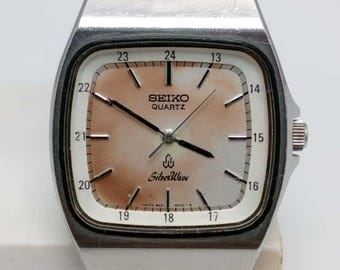 Seiko Quartz Silver Wave Railway Time 8221-5020 Vintage Men's