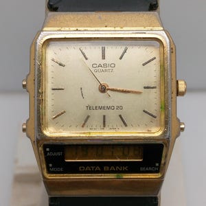 Casio Quartz 344 Data Bank AB-100 Ana-Digi Vintage Men&#39;s Watch NSR24LMN4