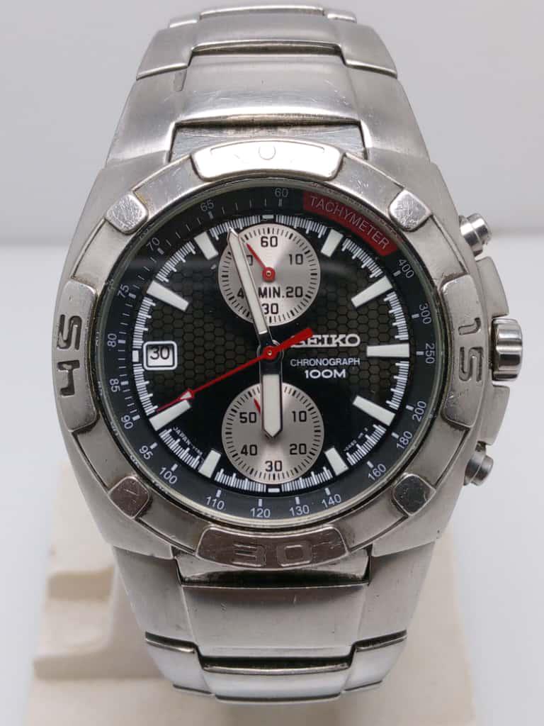 Seiko Chronograph 7T94-0AE0 Tachymeter Quartz Vintage Men's Watch