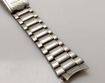 Pulseira vintage masculina Seiko Railroad 876F de 18 mm em aço inoxidável com elos finais curvos.