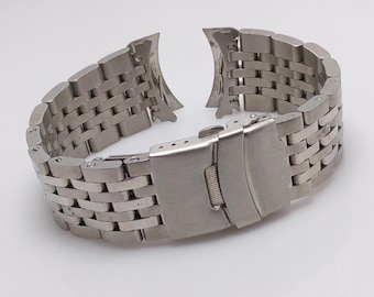 Unbranded NOS Heavy Stainless Steel Curved End Links Men's Watch Bracelet 24 mm NSR31LKM2