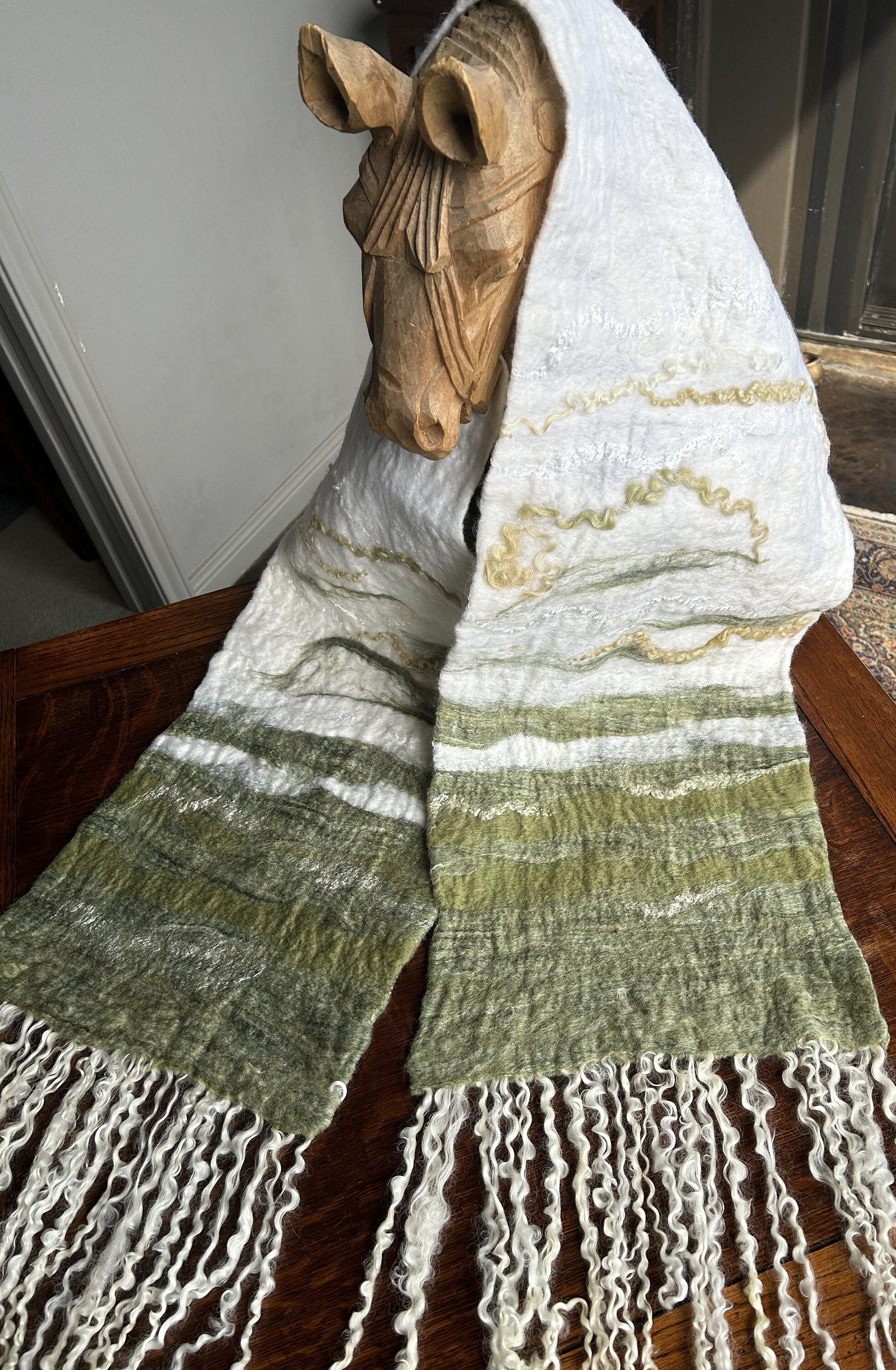 Wet Felted Scarf: Grasslands