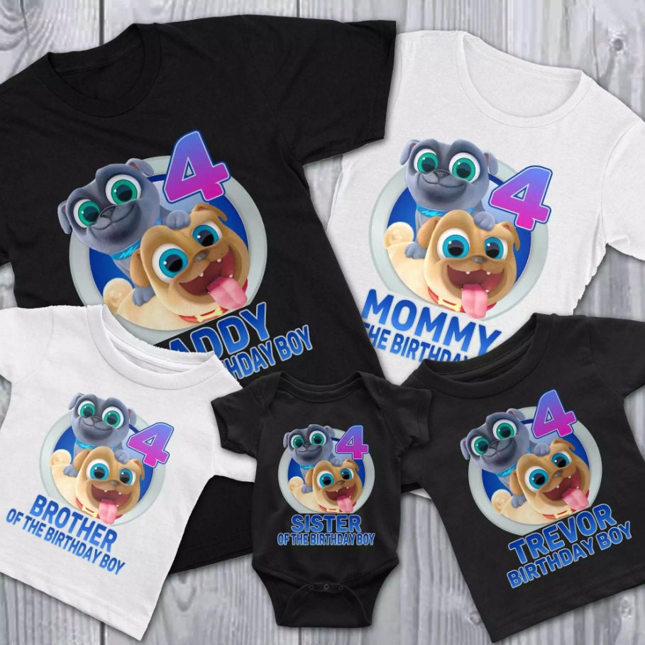 Personalize Puppy Dog Pals Birthday Shirt, Custom Age Shirt, Custom Name Tee, Family Birthday Shirt