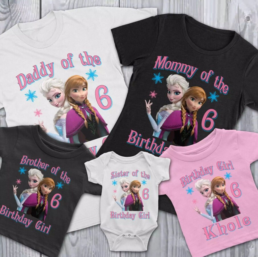 Personalized Elsa Anna Frozen Birthday Shirt, Custom Age Shirt, Custom Name Tee, Family Birthday Shirt