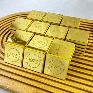 Personalized Mirror Chocolate Favors: Gold or Silver Wedding Candy