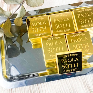 Personalized Chocolate Wedding Favors: Gold/Silver Mirror Finish, 50 Count