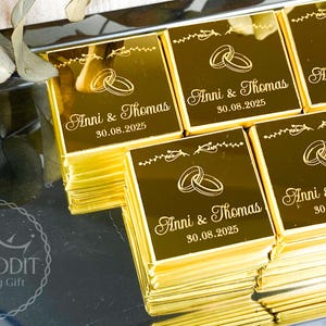 Personalized Wedding Chocolate Favors: Gold/Silver Mirror Finish, Elegant Guest Gifts