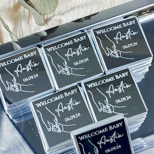 Personalized Baby Shower Chocolate Favors: Welcome Baby Birthday Gift