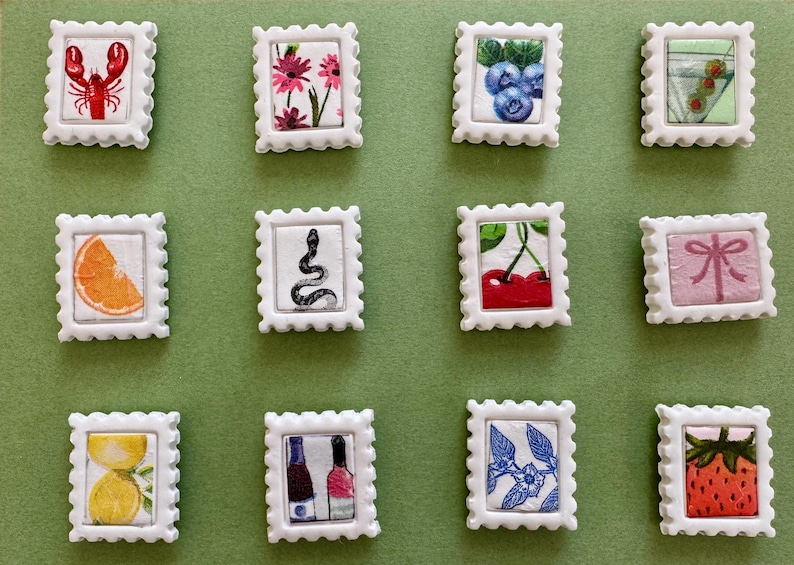 Assorted stamp magnets (set of 4)