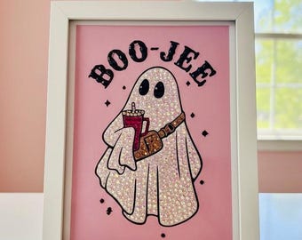 NEW, Fall Halloween DIY Custom Rhinestone Art Kit, Ghost Bling Diamond Painting Project, Sparkly Craft Gift for all ages, Bedazzled DIY Kits