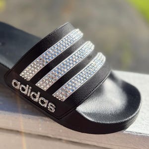 Bedazzled Adidas Slides: Swarovski Rhinestone Bling, Custom Sandals