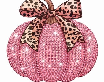 Fall Home Decor, Pink Pumpkin Diamond Art Kit, Rhinestone Bling Craft Project, Bedazzled Decor (5x7 or 8.5x11)