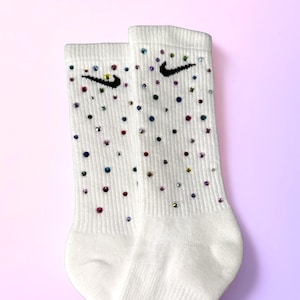 Rainbow Rhinestone Socks: Bedazzled Athletic Crew Socks