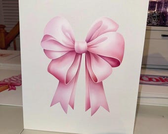 Diamond Art Painting Kit: Pink Bow Canvas Crafts (11x14 Inches)