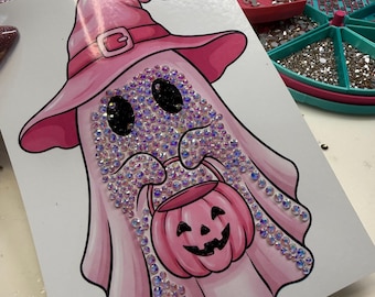 Custom Rhinestone Ghost Bling Art Kit, Halloween DIY Craft Project (5x7 or 8.5x11)
