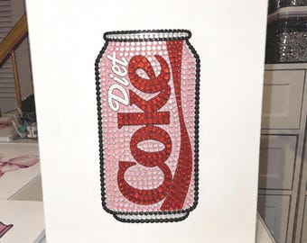 DIY Rhinestone Diet Soda Can Art Kit | Pink Bedazzle Wall Decor (11x14" Canvas)
