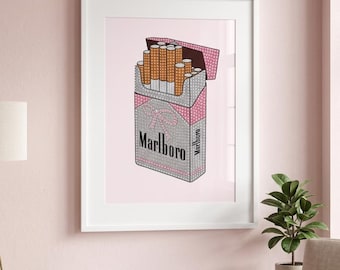 Pink Cigarette Box Diamond Art Kit, Personalized Bling Diamond Painting Project, Sparkly Craft Gift for Adults, Bedazzled DIY Kits