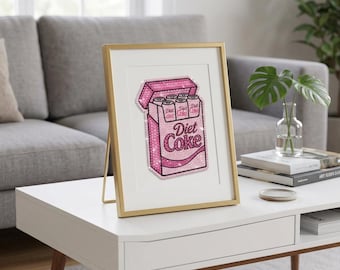 Pink Diet Soda 6-Pack Rhinestone Art Kit, Personalized Photo Bedazzle Craft, Bling Diamond Painting Activity Gift